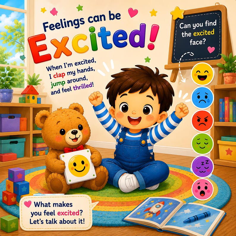 Personalized Feelings Book for Montessori Kids, Custom Emotions Storybook, Social Emotional Learning Gift, Name Photo Book for Toddlers