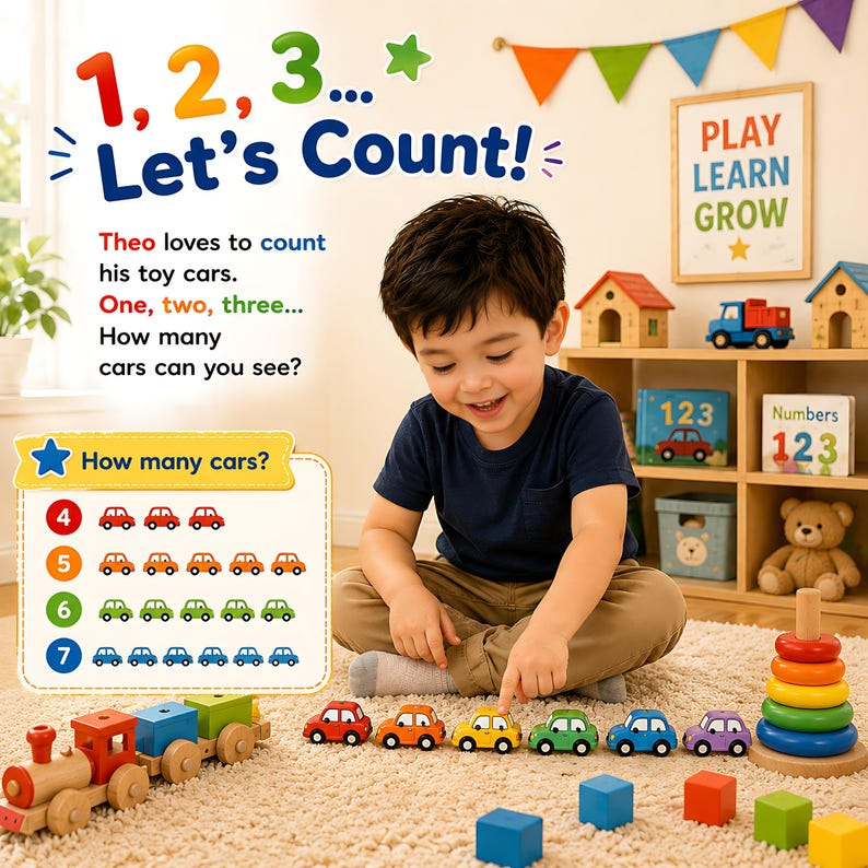 Personalized Count Point Learn Book, Custom Name & Photo Early Learning Storybook, Interactive Toddler Activity Gift for Kids Ages 2-6 Play